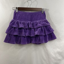 Hanna Andersson Girls 110 Velour Tiered Ruffle Purple Skirt Elastic Waist