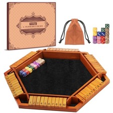 1-6 Players Shut The Box Dice Games, Wooden Board Table Math Game with 16 Dic...