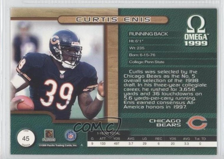 1999 Pacific Omega Copper Missing Serial Number Curtis Enis #45 - Image 2 of 2