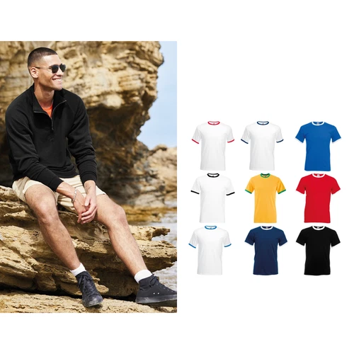 Fruit of the Loom Cotton Ringer T - Contrast Collar/Hem T-shirt