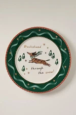New Anthropologie Caroline Stoneware Holiday Dessert Plate- Dachshund