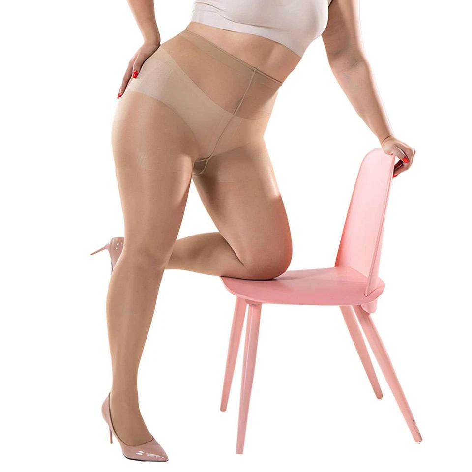 Medias transparentes brillantes al aceite brillantes sin costuras talla grande para mujer Foto 4 de 4