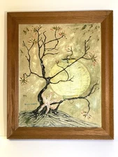 Framed Still Life Flowers Vase Bird Oil Painting Art Floral Botanical