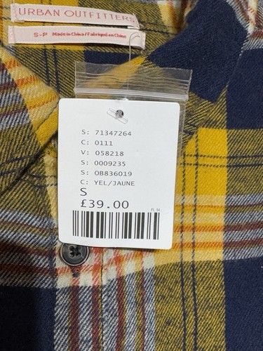 Urban Outfitters Shirt Womens Size Small Yellow Blue Checked Flannel New - Picture 8 of 10
