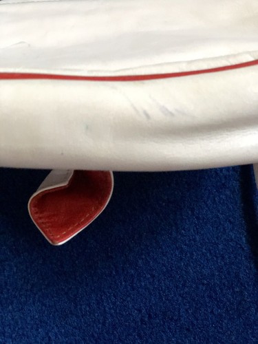 Vintage Barbara Bolan White Leather W/Red Leather Piping & Accents Shoulder Bag - Picture 6 of 11