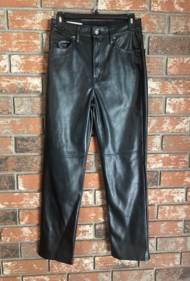 Gap Feaux Leather Pants Cheeky Straight Sky High Black Goth Biker 27/4R