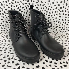 MADEWELL The Lace-Up Lugsole Rain Boot True Black size 6-M MA442 D
