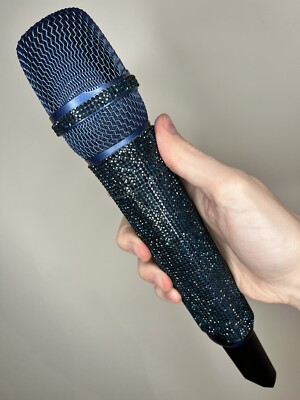 Navy Blue Rhinestone Wireless Professional Microphone + Receiver System G-MARK