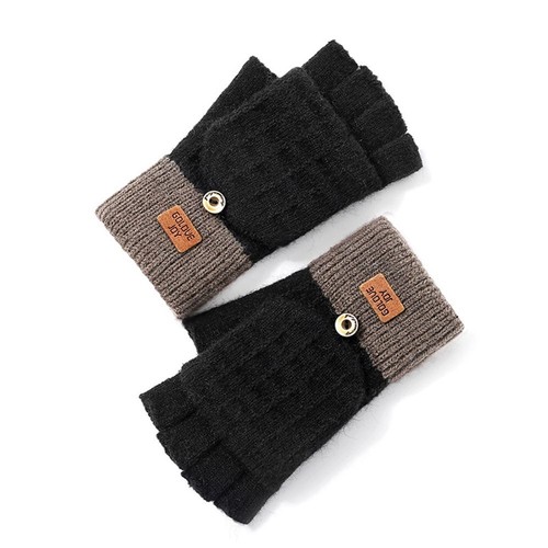 Knitted Wool Gloves Women Autumn Winter Outdoor Fingerless Gloves Windproof Warm - Picture 11 of 16