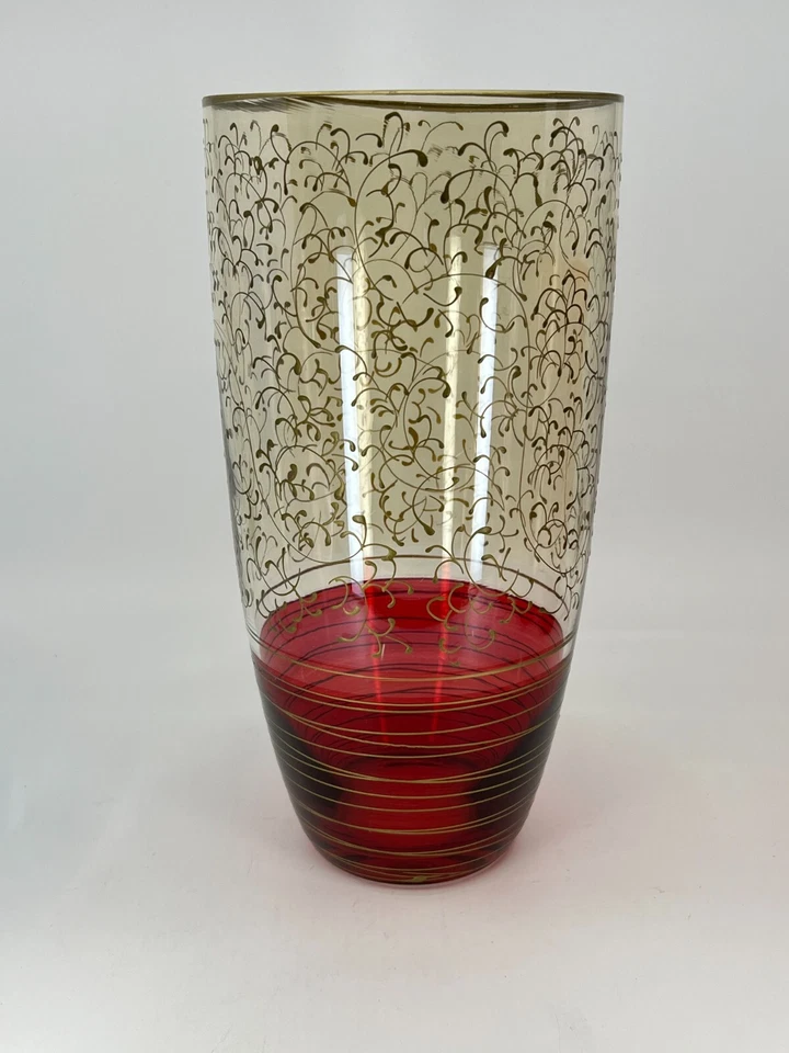 Florero grande Pier 1 Imports Rioja Rubí Rojo Oro Rollos 11"H JARRÓN MODERNO Foto 3 de 4