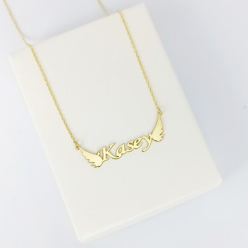 925 Silver Name Necklace With Wings, Customized Name Necklace Wings For Women - Picture 7 of 12