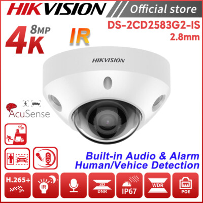 Hikvision 4K 8MP AcuSense IR MIC Mini Dome IP Camera Audio&Alarm DS-2CD2583G2-IS