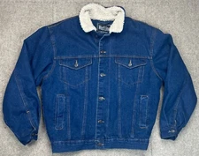 West Line Men's Denim Button Up Sherpa Trucker Jacket Size Small