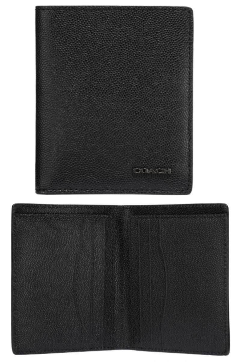 COACH Slim Billfold Wallet, Leather in Black for Men