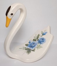 Vintage hand painted Ceramic Swan Towel Holder bathroom decor