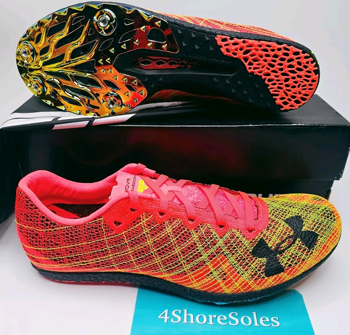 NEW Under Armour Men's SIZE 9.5 Track Spikes HOVR Shakedown Orange