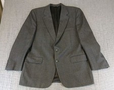 VTG 80s Burberry Men s 100 Wool Blazer Sport Coat Dark Gray Size 44 READ