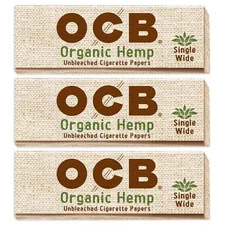 OCB Organic Hemp Single Wide (1.0) Cigarette Rolling Papers (3 Booklets)