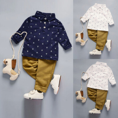 Baby Kids Boys Gentleman Tops Pants Set Tracksuit 2Pcs Toddler Outfits Clothes