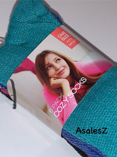 6 Pairs COZY SOCKS Crew Socks Women's One Size Fits Most NEW - 第 3/7 張圖片