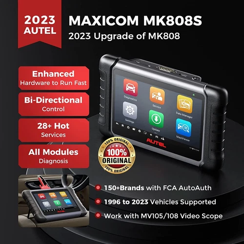 2023 Autel MaxiCOM MK808S Bidirectional Car Diagnostic Scanner Tool Key Coding image 2