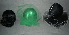3 Vintage Dressy Costume Elegant Church Hats Womens Ladies Satin Sequence EUC