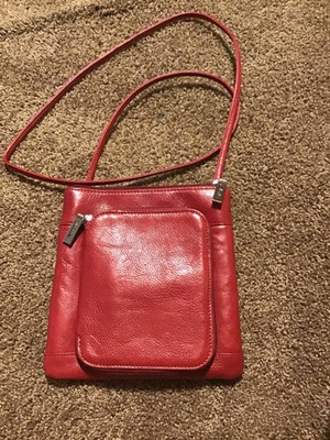 clarks red leather handbag