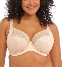 NEW Elomi 4340 Kim Banded Lace Plunge Underwire Bra US 36L UK 36HH Caramel