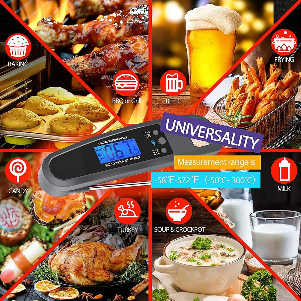 Meat Thermometer Catering Digital Folding Pocket Food Probe Thermometer BBQ Temp