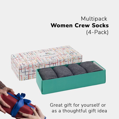 Cosyfeel® Women Crew Dress Socks 4-Pack Cotton Material Durable Seamless Toe - Picture 37 of 80