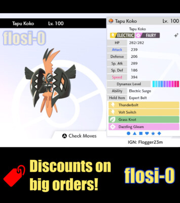 6IV Shiny Tapu Koko Tapu Bulu Tapu Lele Tapu Fini Pokemon