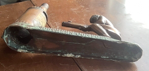 Antique Brass Mechanical Bank. Soldier Shooting Botttle. Southern Comfort. 6" - Picture 6 of 6