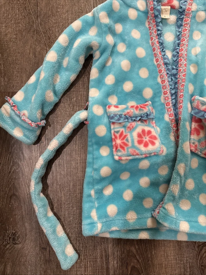 Matilda Jane Silver Pieces Blue Polka Dot Fleece Once Upon a Time Robe, Size S - Image 2 of 4