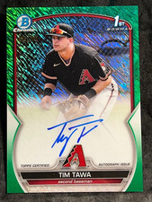 2023 Bowman Chrome 1st GREEN SHIMMER REFRACTOR PROSPECT ROOKIE AUTO Tim Tawa /99