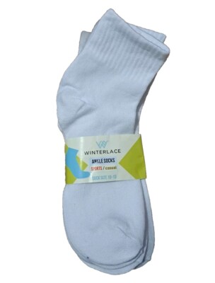 NEW Winterlace Unisex 4 Pack White Sports Casual Ankle Socks 10-13