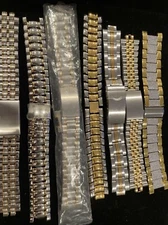 Lot Of 7 Vintage men's Watch Bracelets All 2 Tone Gold Silver Different Sizes