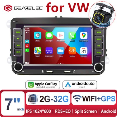 for VW 2+32G 7'' Car Stereo Radio Android CarPlay Bluetooth WIFI RDS 2DIN +Camera