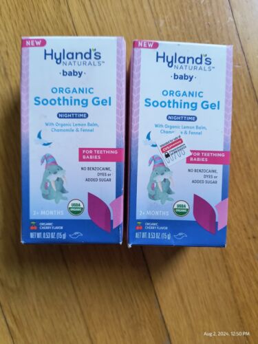 2 Pack Hyland's Naturals Nighttime Baby Teething Gel Organic Exp 3/25+ Cherry