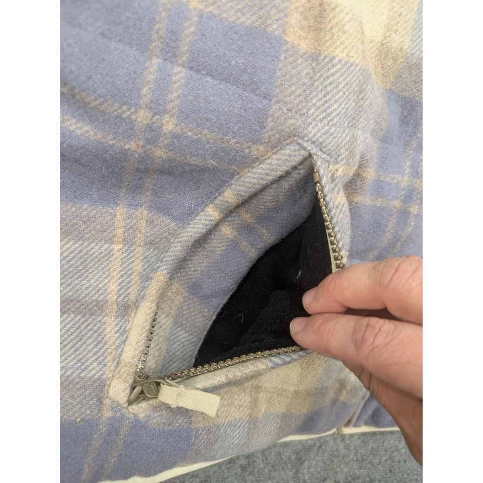 Woolrich Womens Reversible Vest Arctic Plaid Quilted Coyote Fur Trim Puffer Wool - Image 3 of 4