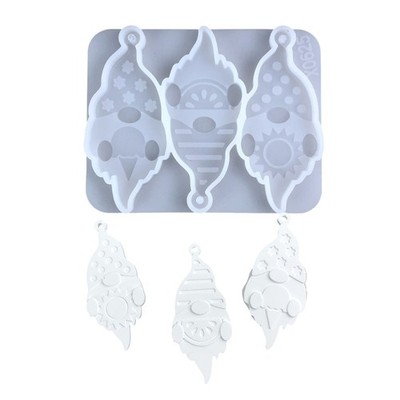3 Cavity Soft Pendant Moulds Silicone Keyring Mold Gnome Shape Earrings Moulds