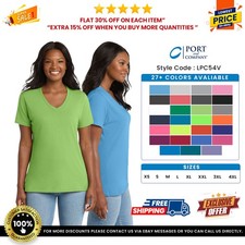 Port & Company LPC54V Ladies Core Cotton V Neck Tee Short Sleeve Top T-Shirt