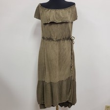 Earthbound Womens Off Shoulder Forest Fairy Midi Dress Size L Brown Renaissance