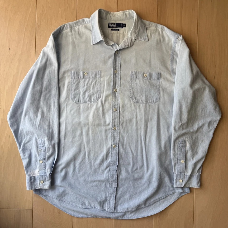 Camisa Polo Ralph Lauren Cambray De Colección 2XL Azul Ropa de Trabajo Causal Nueva York RRL Foto 2 de 4