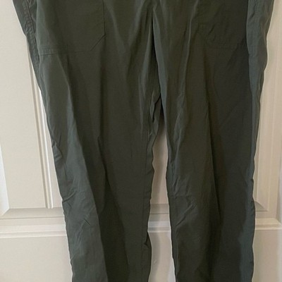 ExOfficio Green Hiking Pants Womens Sz 8 Roll Up Snap Hem Knee Vent
