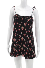 Lovers + Friends Womens Spaghetti Strap Cherry Mini Dress Black Pink Size Small