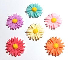 Miniature Fairy Garden 1" Colorful Daisy Stepping Stones-Set/6- Buy 3 Save $5
