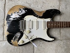 Stratocaster Black Nitro Heavy Relic Guitar-Squier By Fender