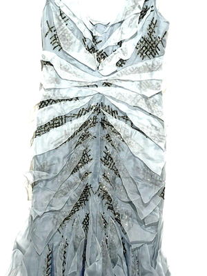 Carolina Herrera Vintage Runway Gossip Girl Long Blue Beaded Maxi Gown Dress  10 | eBay