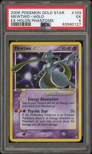 Pokemon Mewtwo Gold Star Holo Holon Phantoms 103/110 PSA 5