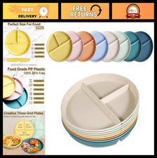 8 Pack Unbreakable Divided Plates for Adults - 9" Sectioned Compartment Dinnerwa